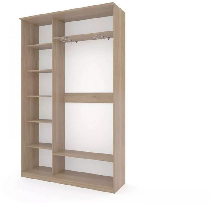 Шкаф купе Модерн 1490х450 2-х дверный 2-х секционный зеркальный с пескоструем №2 ясень