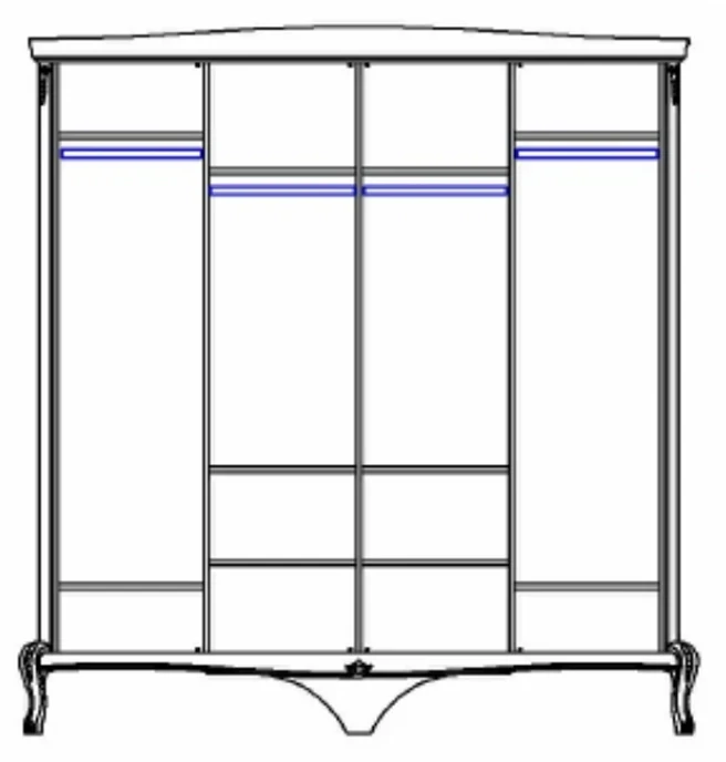 Шкаф для одежды четырехдверный "Монако" с зеркалом - отделка Классик (лак)