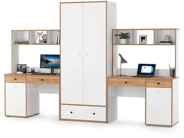 Вуди Компоновка № 28, белый премиум/дуб крафт золотой