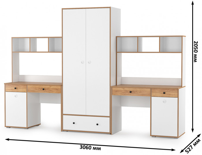 Вуди Компоновка № 28, белый премиум/дуб крафт золотой