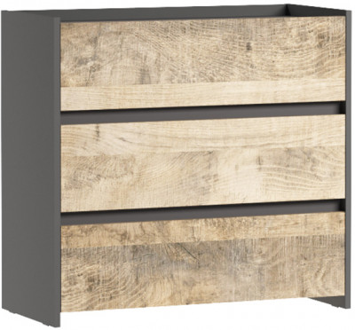 Комод Денвер 3Я, Графит, Дуб гранж песочный