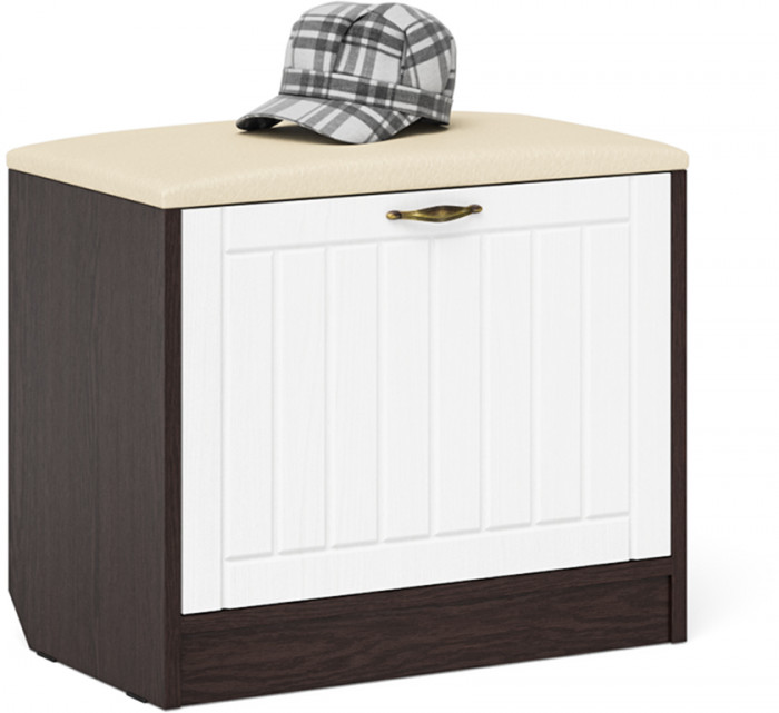 Прихожая П-6 Компоновка № 26, венге/фасады МДФ белое дерево фрезеровка прованс