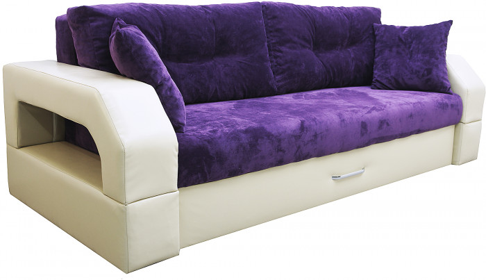 Диван-кровать Манчестер, еврокнижка, велюр/экокожа, 150х195, фиолетовый