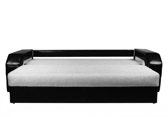 Диван-еврокнижка Манчестер 160х200, с подсветкой, велюр/экокожа серая/черная