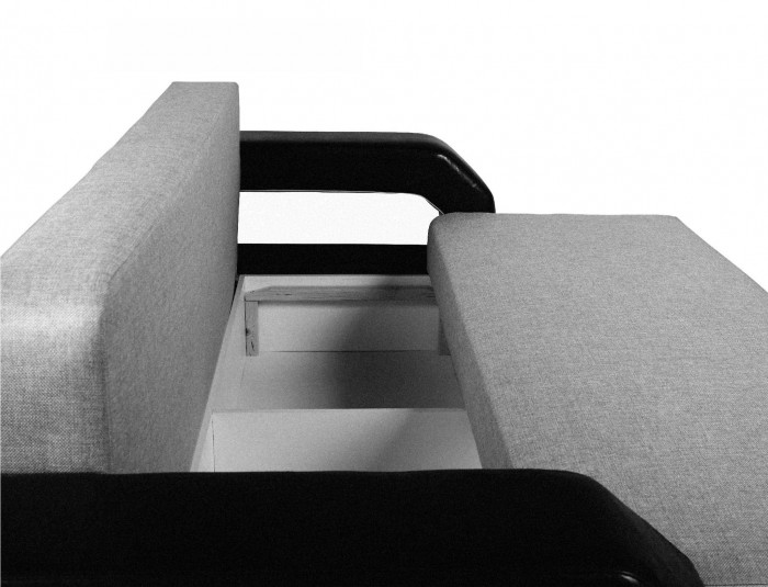 Диван-еврокнижка Манчестер 160х200, с подсветкой, велюр/экокожа серая/черная