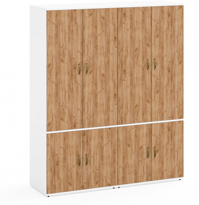 Лидер-8 Шкаф МД 19Б 2 шт., белый шагрень/крафт золото