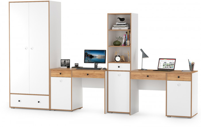 Вуди Компоновка № 29, белый премиум/дуб крафт золотой