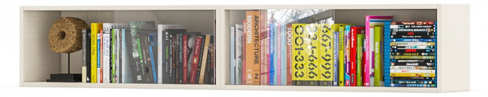 Две полки книжных С-МД-КН01, цвет дуб, ШхГхВ размер каждой полки в отдельности: 83х25х30 см., стеклянные дверцы