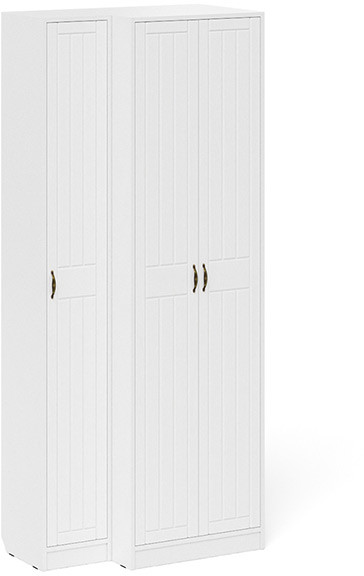 Прихожая П-6 Шкаф + Пенал, цвет белая шагрень/фасады МДФ белое дерево фрезеровка прованс, ШхГхВ 90х50х210 см., универсальная сборка