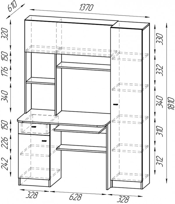 Стол рабочий 6-0603ТМяс.св Альфа, ясень шимо светлый