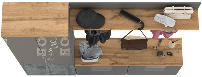 Октава Прихожая 32, серый графит/дуб крафт золотой/фасады МДФ серый графит