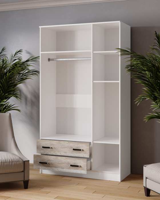 Шкаф комбинированный 1,2 Лагуна с антресолью, Дуб крафт серый/Кашемир