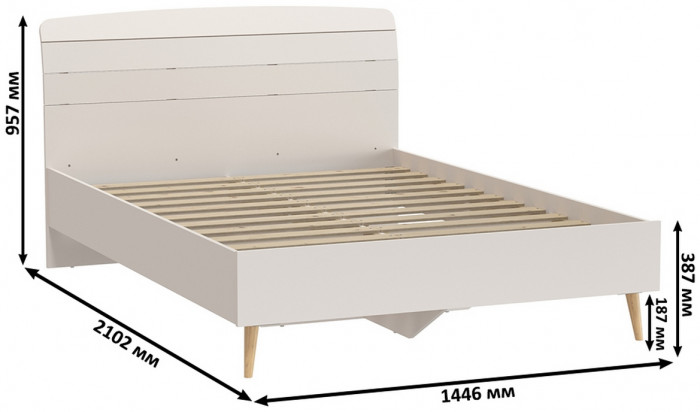 Афина Спальня 12-1400, цвет кашемир серый, сп.м. 1400х2000 мм., б/м, основание есть - фанера