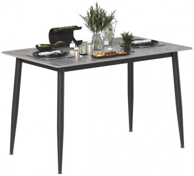 Обеденный стол Мебель--24 DT-27, цвет серый мрамор(глянцевая), ШхГхВ 120х70х75 см., столешница камень 10,5 мм., ножки металл, макс. нагрузка 80 кг.