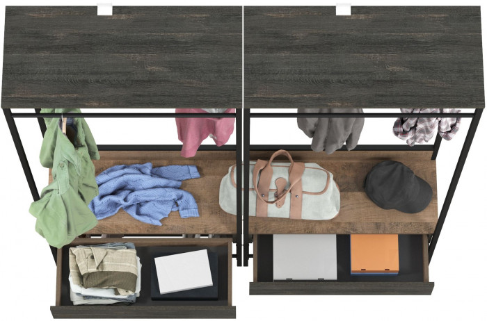 Трувор 15.120 Прихожая + 15.120 Прихожая, цвет дуб гранж песочный/интра, ШхГхВ 160х36,6х194,2 см.