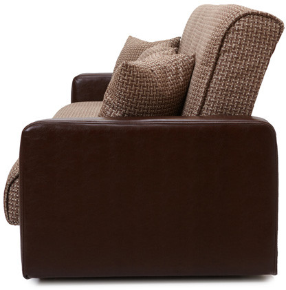 Раскладной диван-кровать, прямой, книжка, цвет бежево-коричневый, кожа/рогожка, Лондон 140х190