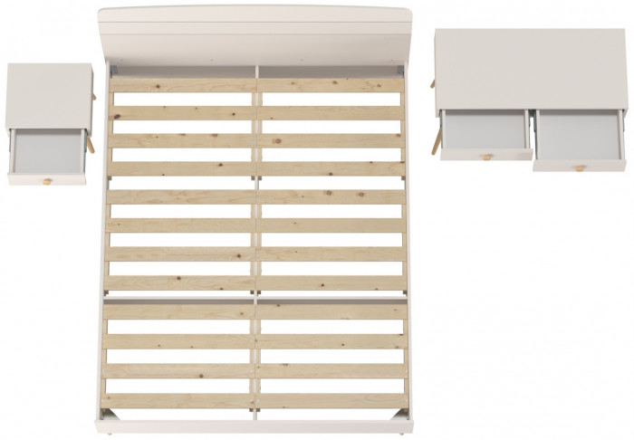 Афина Спальня Кровать 1600 + Стол + Тумба, кашемир серый