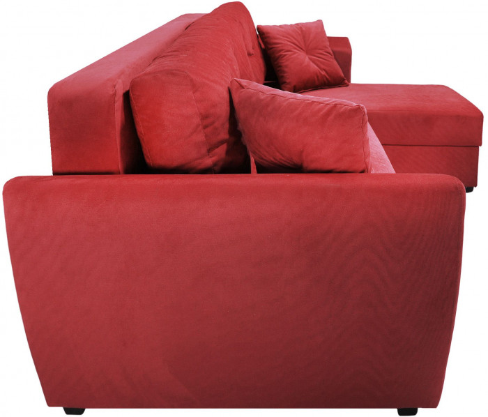 Диван-кровать угловой Амстердам Люкс, 150х200, еврокнижка, независимый пружинный блок, велюр, красный