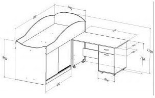 Детская кровать-чердак Дюймовочка-3 без лестницы, Дуб молочный / Салатовый