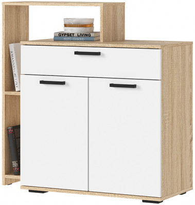 САНСА КМ-01 Комод 1000 Фасад БЕЛЫЙ/Корпус ДУБ СОНОМА