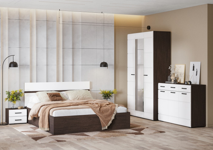 ЛИБЕРТИ ШК 06 Шкаф угловой 1060 (1060х2100х1060) Фасад МДФ БЕЛЫЙ ГЛЯНЕЦ/Корпус ВЕНГЕ