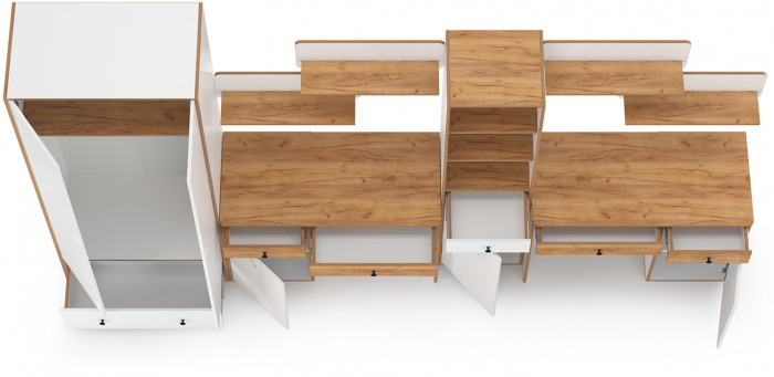 Вуди Компоновка № 31, белый премиум/дуб крафт золотой