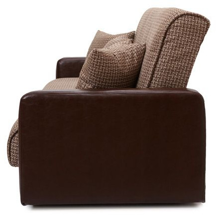 Раскладной диван-кровать, прямой, книжка, цвет бежево-коричневый, кожа/рогожка, Лондон 120х190