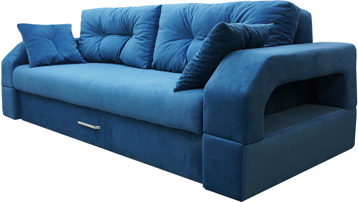 Диван-еврокнижка Манчестер 160х200, с подсветкой 07, велюр синий