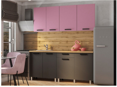 Кухонный гарнитур Осло 1,8м Сакура/Карбон вулкан