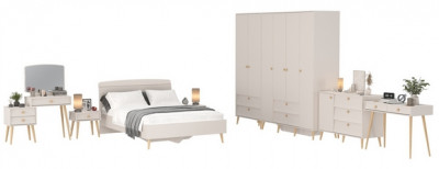 Афина Спальня 41-1400, цвет кашемир серый, сп.м. 1400х2000 мм., б/м, основание есть - фанера