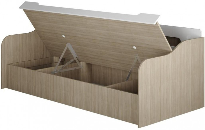 Кровать-диван Палермо-3_Ю с подъемным механизмом 90х200 (Ясень шимо светлый / Белый глянец)