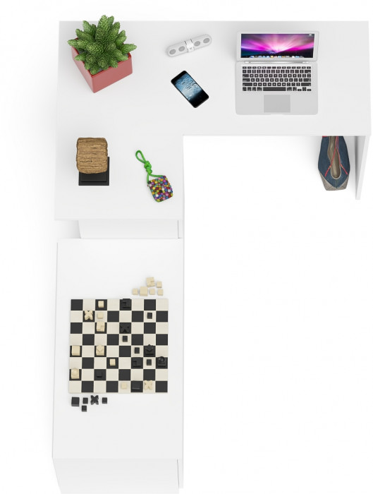 Мори компьютерный стол МС-16 левый + Тумба МА900.1, белый