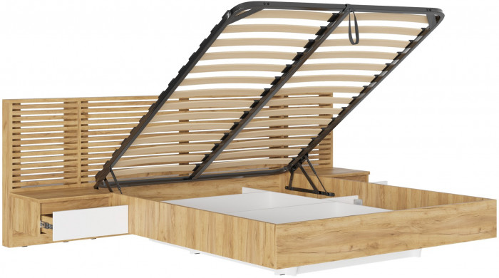 Модульная спальня Бостон МДФ 160 с ортопедом и ПМ, крафт золотой/белый глянец