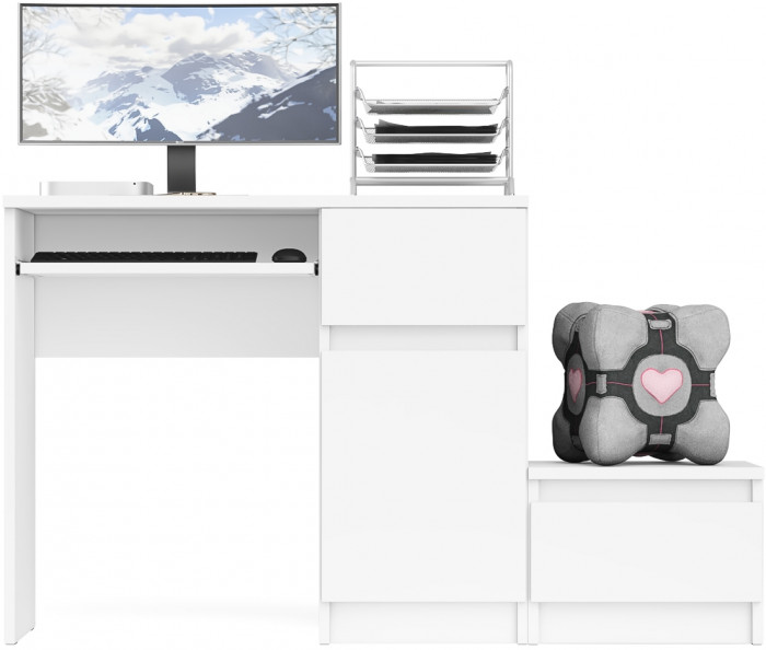 Мори компьютерный стол МС-1 правый + Тумба ТМП400.1, белый