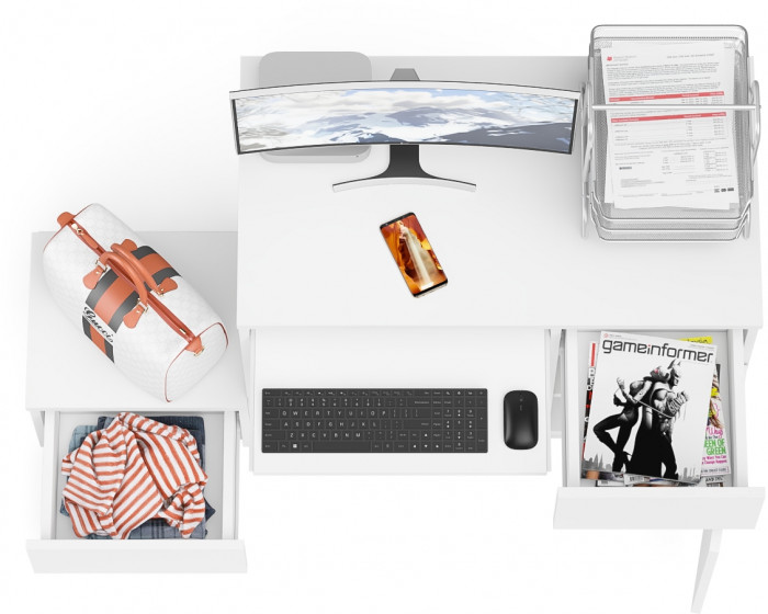 Мори компьютерный стол МС-1 правый + Тумба ТМП400.1, белый