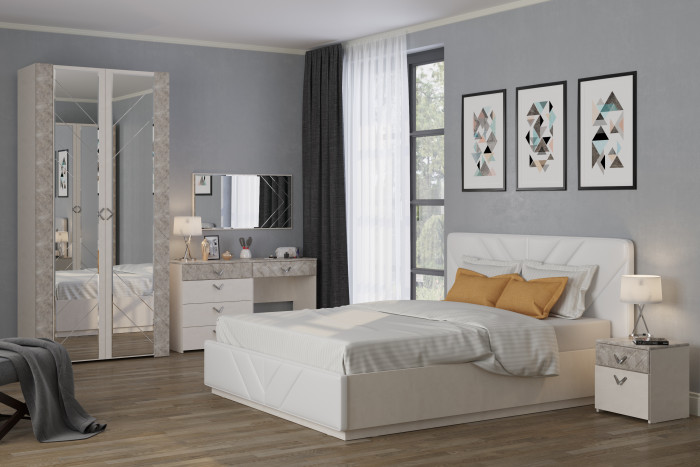 Амели Шкаф для одежды 13.133, цвет шёлковый камень/бетон чикаго беж, ШхГхВ 108х51,3х230 см.