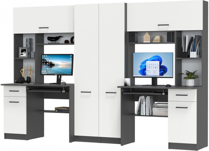 Два стола рабочих 6-0603Мграф/бел Альфа, графит/белый