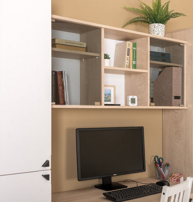 КР100 Бостон № 29, цвет дуб эндгрейн элегантный/фасады МДФ милк рикамо софт, 13.155+12.69+10.51+13.154, ШхГхВ 192,4х57,2х194,4 см., ун. сборка