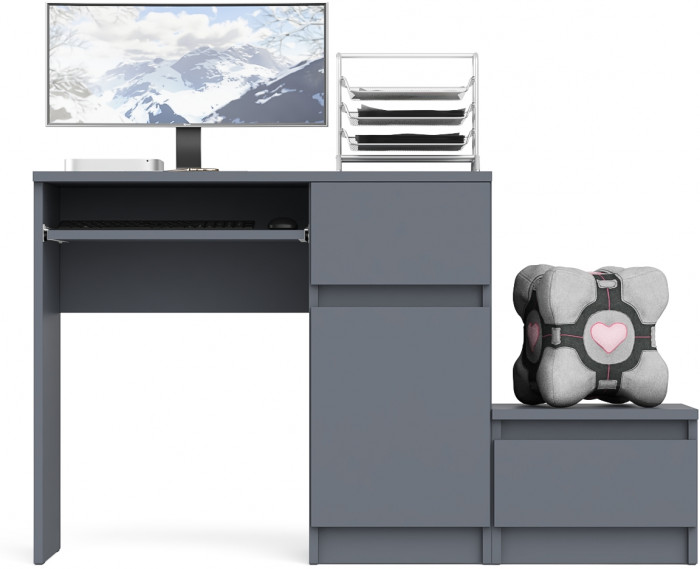 Мори компьютерный стол МС-1 правый + Тумба ТМП400.1, графит