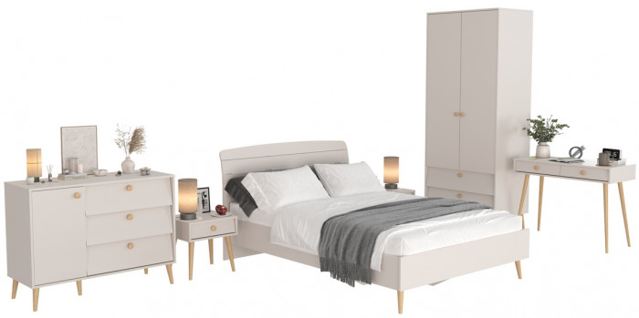 Афина Спальня 01-1400, цвет кашемир серый, сп.м. 1400х2000 мм., б/м, основание есть - фанера