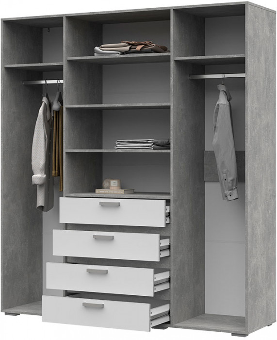 Денвер ШК-02 Шкаф с зеркалом (1800 х2020х504) ателье светлый/белый