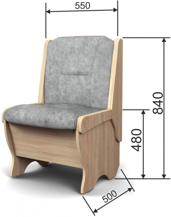 Скамья Лотос 550 дуб сонома/графит