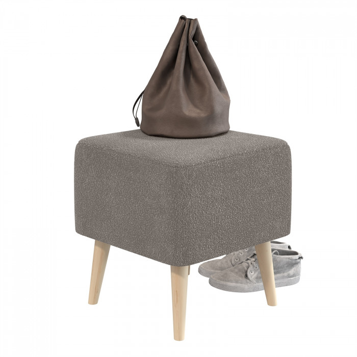 Банкетка 6-5133ТКВсерый Куби, цвет ткань серая, ШхГхВ 41х41х45 см.(квадратная банкетка на четырёх ножках), цвет ножек: иней