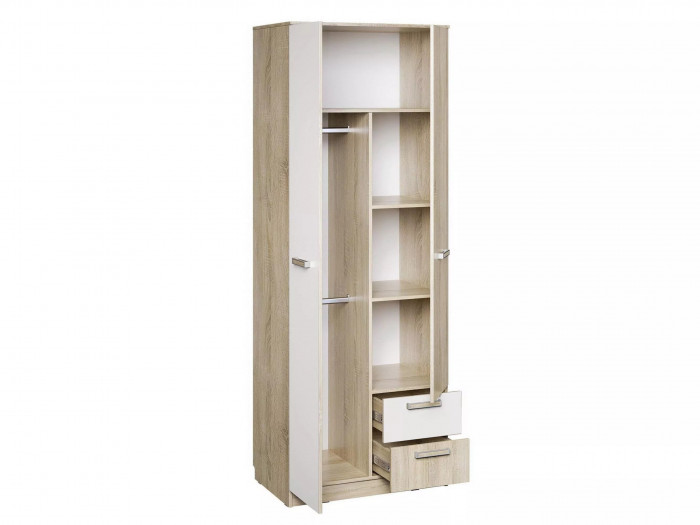 Шкаф для одежды НМ 014.07 с ящиками «Фанк» Дуб сонома/белый скандинавский