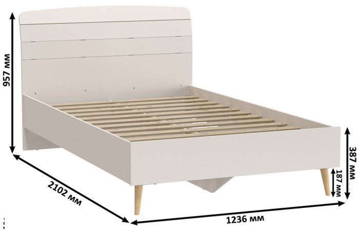 Афина Спальня 03-1200, цвет кашемир серый, сп.м. 1200х2000 мм., б/м, основание есть - фанера