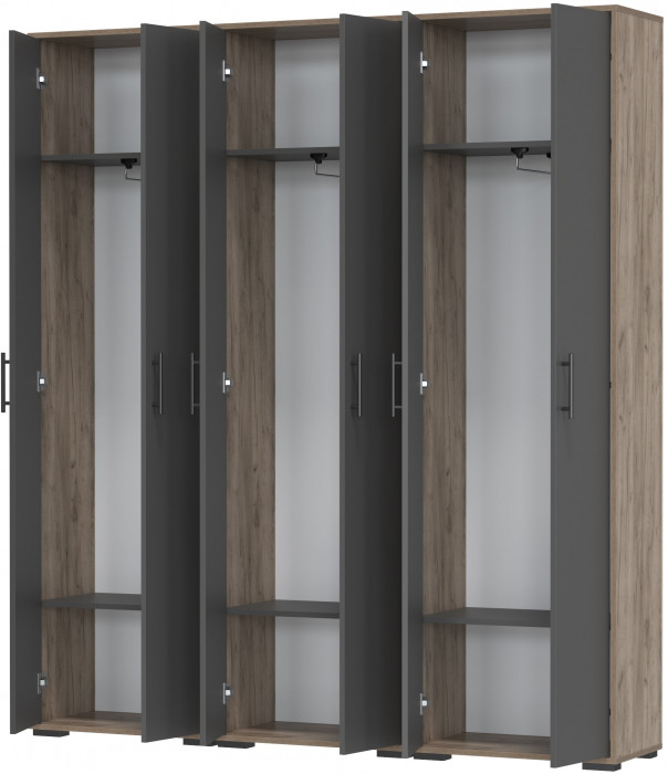 Три шкафа для одежды Домино 2-3430дкт/граф цвет дуб крафт табачный/графит