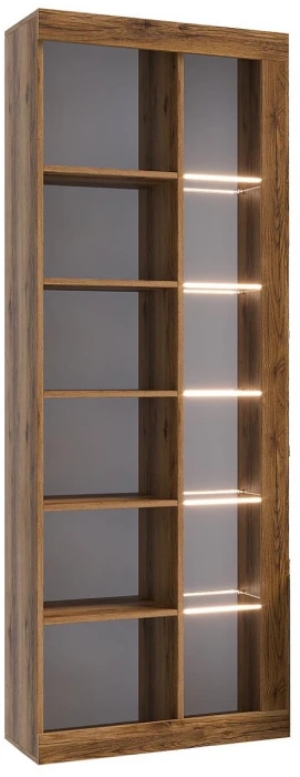 Прага Шкаф-Витрина ЛДСП, делано/Черный глянец