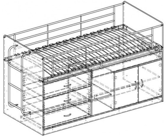 Кровать-чердак Дюймовочка-6 90х200, белая