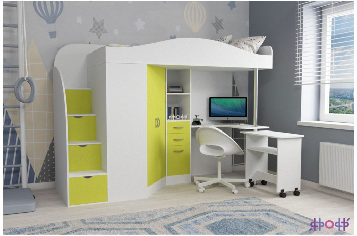 Кровать-чердак Юниор 4 (Ясень Анкор Темный/Венге)