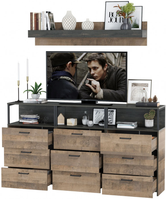 Трувор Гостиная 003, цвет дуб гранж песочный/интра, ШхГхВ 198х37х195 см.